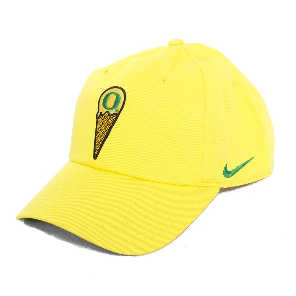 Classic Oregon O, Nike, Yellow, Curved Bill, Cotton, Accessories, Unisex, Club cotton, Twill, Ice Cream Cone, Adjustable, Hat, 812554